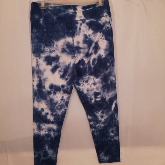 Tommy Hilfiger Ladies Size Large Elastic Waist Tie Dye Blue & White Leggings - Picture 2 of 6